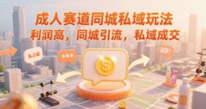 成人赛道同城私域玩法，利润高，同城引流，私域成交-零一资源网