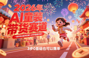 AI童装新春带货赛道，一部手机0成本狂销1.2万件喜提20W+，3步0基础也可以爆单-零一资源网