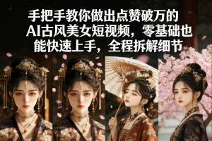 手把手教你做出点赞破万的AI古风美女短视频，零基础也能快速上手，全程拆解细节-零一资源网
