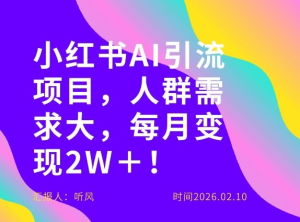 她通过这个AI项目每月做到2W＋的收入，最新小红书AI项目，人群需求大！-零一资源网