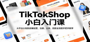 TikTokShop小白入门课：从平台认知到店铺运营，注册、出单、回款全流程手把手教学-零一资源网