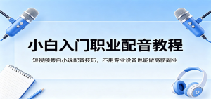 小白入门职业配音教程，短视频旁白小说配音技巧，不用专业设备也能做高薪副业-零一资源网