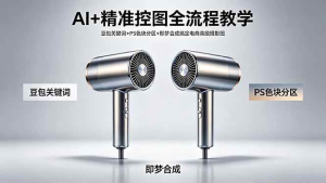AI+精准控图全流程教学 豆包关键词+PS色块分区+即梦合成搞定电商高级摄影图-零一资源网