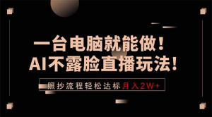 一台电脑就能做！AI不露脸直播玩法，照抄流程轻松达标月入2W+-零一资源网